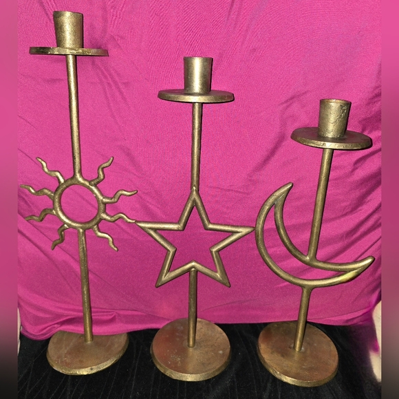 Other - Vintage Wrough Iron Sun, Moon, and Star Celestial Candle Holders